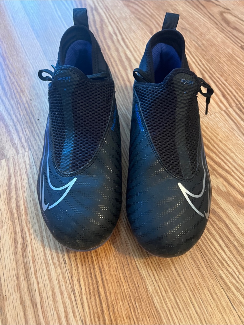 Nike kids Black Athletic Slip-On Shoes with White Swoosh